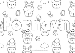 Gratis farvelægning Kawaii Påskeæg Dekorativ baggrund