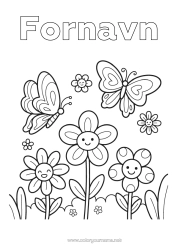 Gratis fargelegging Blomster Vår Sommerfugl Insekter