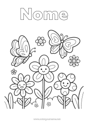 Colorazione gratuita Fiori Primavera Farfalla Insetti