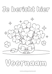 Gratis kleurplaat Geluk Klaver Vaas Boeket