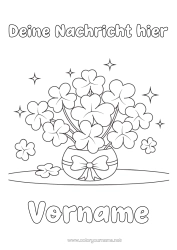 Malvorlage anpassen Glück Kleeblatt Vase Blumenstrauß