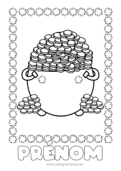 Coloriage à personnaliser Chaudron magique Trèfle Pièces