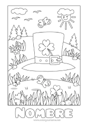 Colorear gratis Trébol Irlanda Día de San Patricio Sombrero