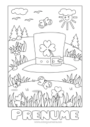 Pagină de colorat gratuită Trifoi Irlanda Sărbătoarea Sfântului Patrick Pălărie