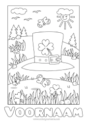 Gratis kleurplaat Klaver Ierland Saint Patrick's Day Hoed