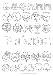 Coloriage à personnaliser Kawaii Trèfle Fête de la Saint Patrick Chapeau