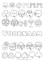 Gratis kleurplaat Kawaii Klaver Saint Patrick's Day Hoed