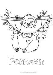 Fargeleggingssiden å tilpasse Hjerte Dyr Skogsdyr Dovendyr