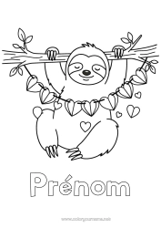 Coloriage à personnaliser Coeur Animal Animaux de la forêt Paresseux