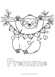 Pagină de colorat personalizată Inimă Animal Animale din pădure Leneșul