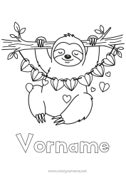 Kostenlose Malvorlage Herz Tier Waldtiere Faul