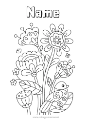 Colouring to customise Flowers Bird Spring Animal Birds And Flying Mammals