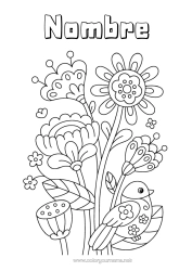 Colorear gratis Flores Pájaro Primavera Aves y mamíferos voladores