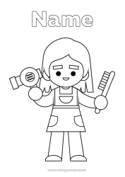 Colouring to customise Profession Sales Professions Hair And Hairstyles Hairdresser