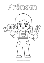 Coloriage à personnaliser Métier Métiers De La Vente Cheveux Et Coiffures Coiffeur