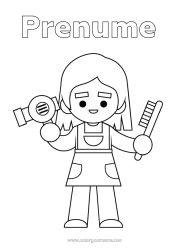 Pagină de colorat personalizată Meserie Meserii În Vânzări Păr Și Coafuri Coafor