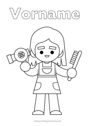 Kostenlose Malvorlage Beruf Verkaufsberufe Haare und Frisuren Friseur