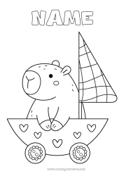 Colouring to customise Vehicles Animal Boat Sailboat Easy Colouring Pages Other Animals Of The World Marine Vehicles Capybara