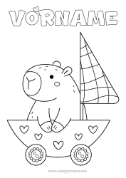 Kostenlose Malvorlage Boot Segelboot Einfache Ausmalbilder Andere Tiere der Welt Seefahrzeuge Capybara