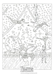 Kolorowanka za darmo Złożone kolorowanki Sporty artystyczne Cyrk Trapezista