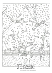Free coloring Complex coloring pages Artistic sports Circus Trapeze artist