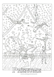 Pagină de colorat gratuită Desene de colorat complexe Sporturi artistice Circul Trapezist