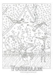 Gratis kleurplaat Complex Kleurplaten Artistieke Sporten Circus Trapezeartiest