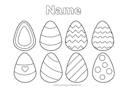 Colouring to customise Easter Eggs Easy Colouring Pages