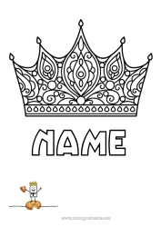 Free colouring Princess Crown Epiphany Jewel Fairy tale Kings' Cake
