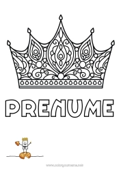 Pagină de colorat personalizată Prințesă Coroană Epifania Bijuterie Poveste cu zâne Pâine regală