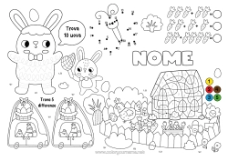 Colorazione gratuita Coniglio Colorare per numeri Attività per Bambini Uova di Pasqua Pasqua Cerca e trova Traccia e colora Animali della foresta Tovaglietta da stampare Unisci i Numeri