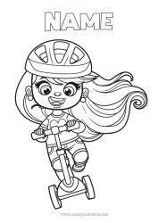 Coloring to customize Girl Push Scooter Two-Wheeled Vehicles Helmet