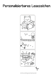 Kostenlose Malvorlage Katze Kawaii Sommer Tier Krebs Lesezeichen Muscheln Seestern Meeres- oder Wasserlebewesen Hunde und Katzen Tauchen Wassersport