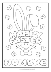 Colorear gratis Conejo Pascua de Resurrección Mensaje de 