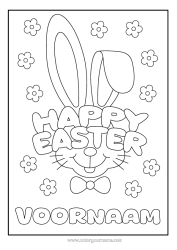 Gratis kleurplaat Konijn Pasen 