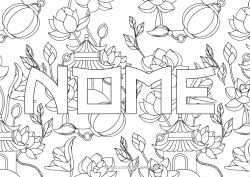 Desenho para personalizar Flores Lanterna Chinesa Japão China Pagode Fundo decorativo Flor de Lótus