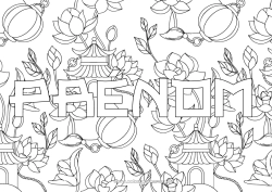 Coloriage gratuit Fleurs Lanterne chinoise Japon Chine Pagode Fond décoratif Fleur de Lotus