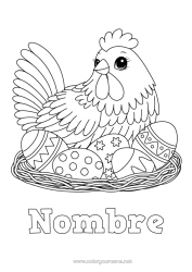 Colorear gratis Gallina Huevos de Pascua Pascua de Resurrección Animales de granja Huevo