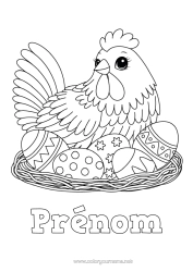 Coloriage à personnaliser Poule Oeufs de Pâques Pâques Animaux de la ferme Oeuf