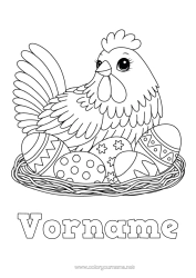 Kostenlose Malvorlage Huhn Ostereier Ostern Bauernhoftiere Ei