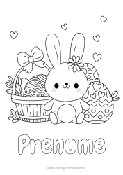 Pagină de colorat personalizată Drăguț Iepure Ouă de Paște Paște Coș Animale din pădure
