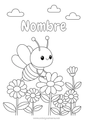 Colorear para personalizar Flores Abeja Insectos