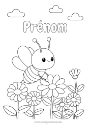 Coloriage à personnaliser Fleurs Abeille Insectes