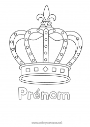 Coloriage gratuit Princesse Couronne Épiphanie Bijou Coloriages faciles Roi