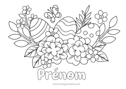 Coloriage à personnaliser Fleurs Papillon Oeufs de Pâques Insectes