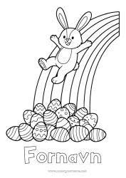 Farvelægningssiden tilpasning Kanin Regnbue Påskeæg Skovens dyr Udendørs lege Rutsjebane