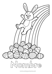 Colorear para personalizar Conejo Arcoíris Huevos de Pascua Animales del bosque Juegos al aire libre Tobogán