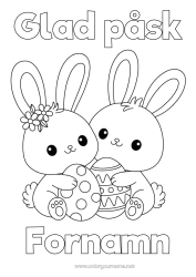 Färgläggningssida att anpassa Söt Söt Kanin Påskägg Påsk 