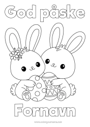 Fargeleggingssiden å tilpasse Søt Søt Kanin Påskeegg Påske 