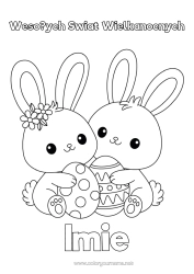 Kolorowanka do personalizacji Słodki Uroczy Zając Jajka wielkanocne Wielkanoc 